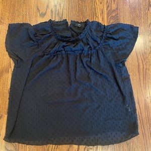 J Crew Black Swiss‎ dot Top Size Small